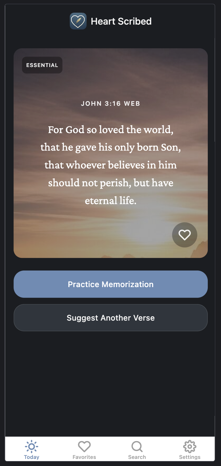 Today screen with verse card